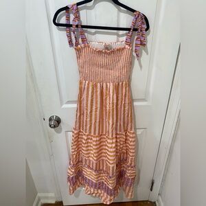 Dolan - Striped Orange and Purple midi Dress